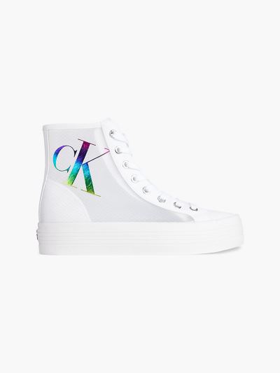 Calvin Klein Cipők HU644735 | Calvin Klein Transparent Ripstop Női Magas Sportcipő Világos Fehér